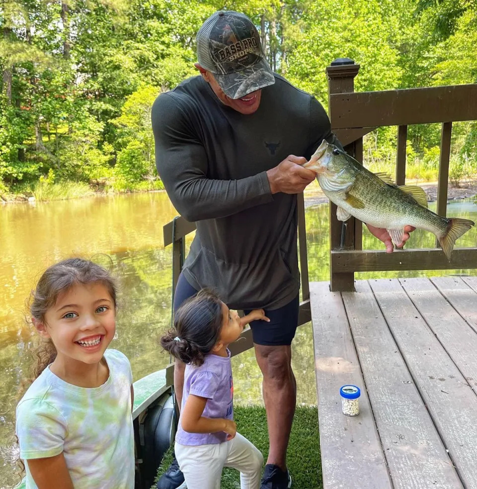 The Fast and Furious Presents Hobbs and Shaw actor took his "daddy's girls" on their first fishing trip in May 2021 and was very proud that they weren't "traumatized seeing the fish being pulled from the water." In fact, they smiled and asked to catch more fish!
