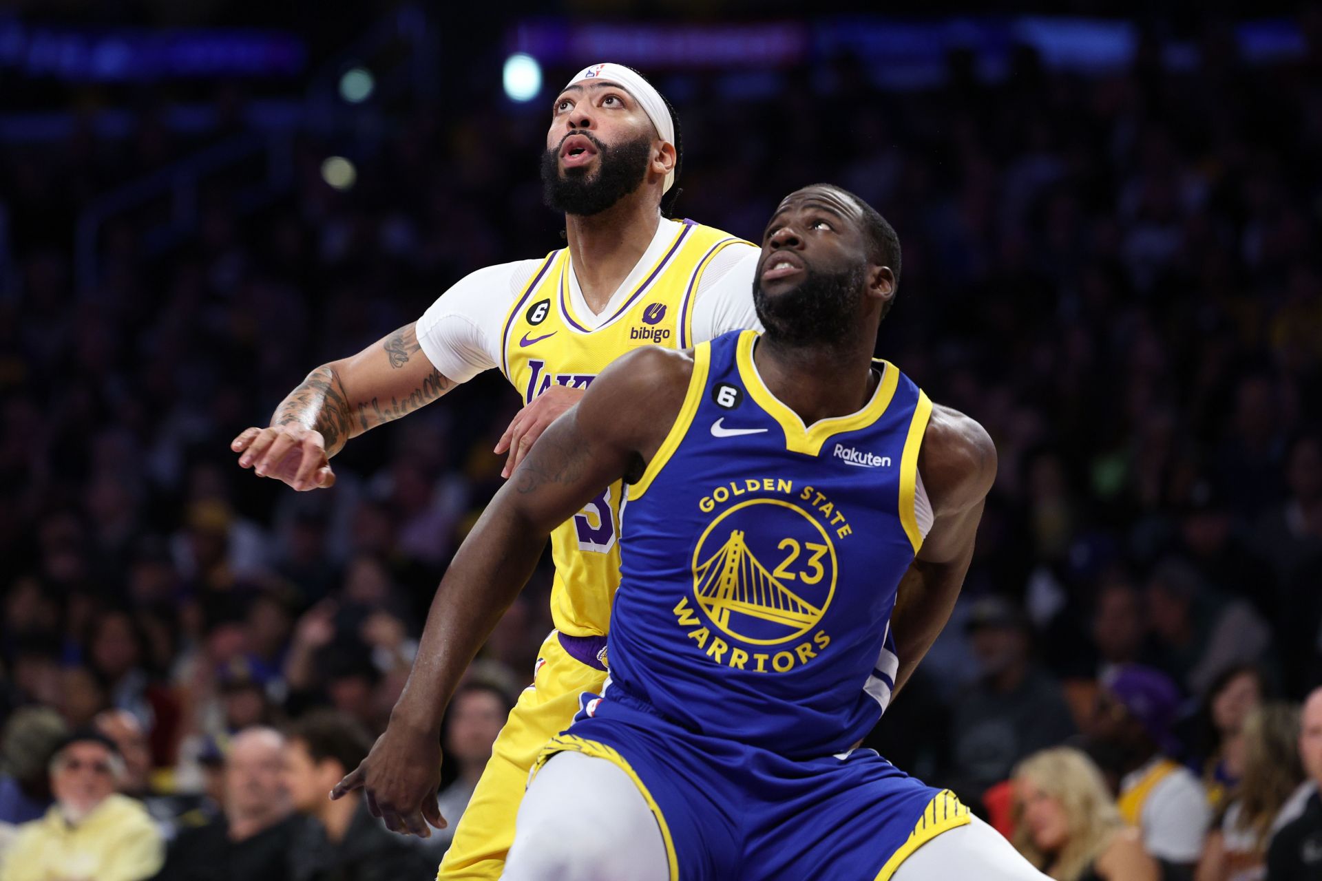 Anthony Davis of the LA Lakers and Draymond Green of the Golden State Warriors.