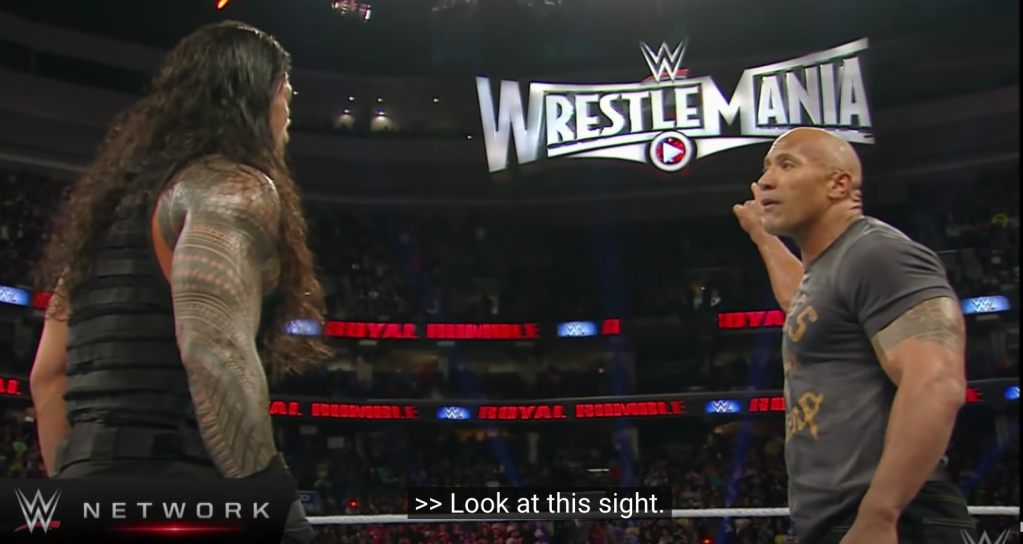 The Rock and Roman Reigns at the 2015 Royal Rumble.